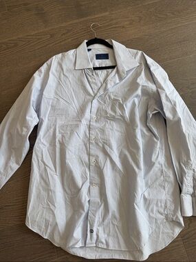 David Donahue Light Blue Pinstripe Dress Shirt